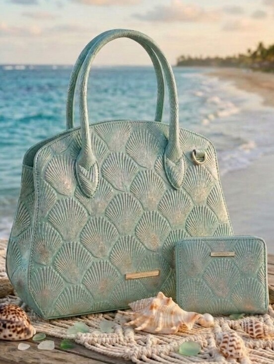 Brahmin Handbags - Brahmin Waterfall Seashell Rosetta Satchel & Jane Wallet Set - NWT